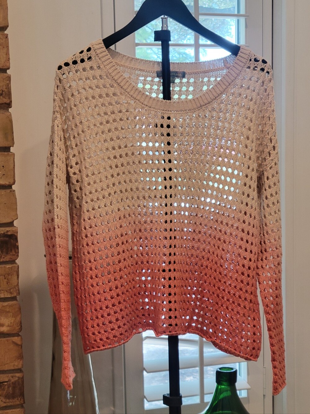 Crochet Open-Knit Ombre Sweater - Pink Gradient